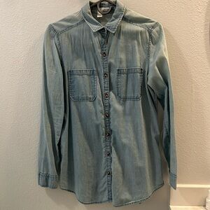 Cotton “denim” long sleeve button-up